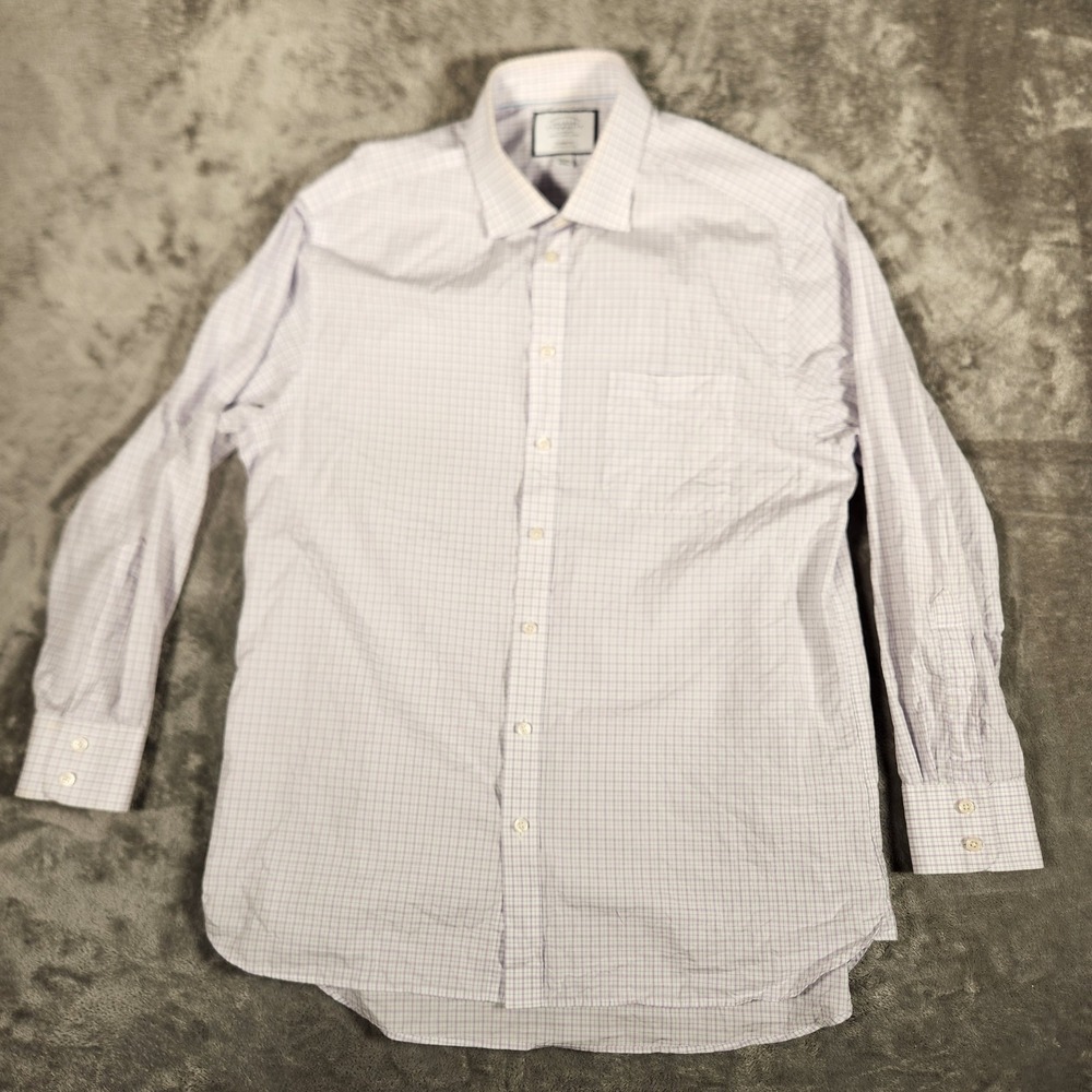Charles Tyrwhitt Dress Shirt Mens 16.5/34 Purple Check Excellent Egyptian Cotton
